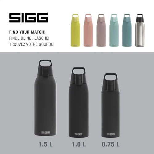 Sigg - Edelstahl Trinkflasche - Shield ONE - Einwandig & Federleicht - Für kohlensäurehaltige Getränke geeignet - Auslaufsicher - BPA-frei - Outdoor & Fitness - 750 ml / 1 L / 1,5 L