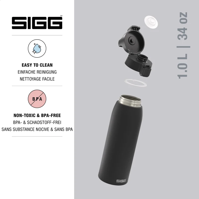 Sigg - Edelstahl Trinkflasche - Shield ONE - Einwandig & Federleicht - Für kohlensäurehaltige Getränke geeignet - Auslaufsicher - BPA-frei - Outdoor & Fitness - 750 ml / 1 L / 1,5 L