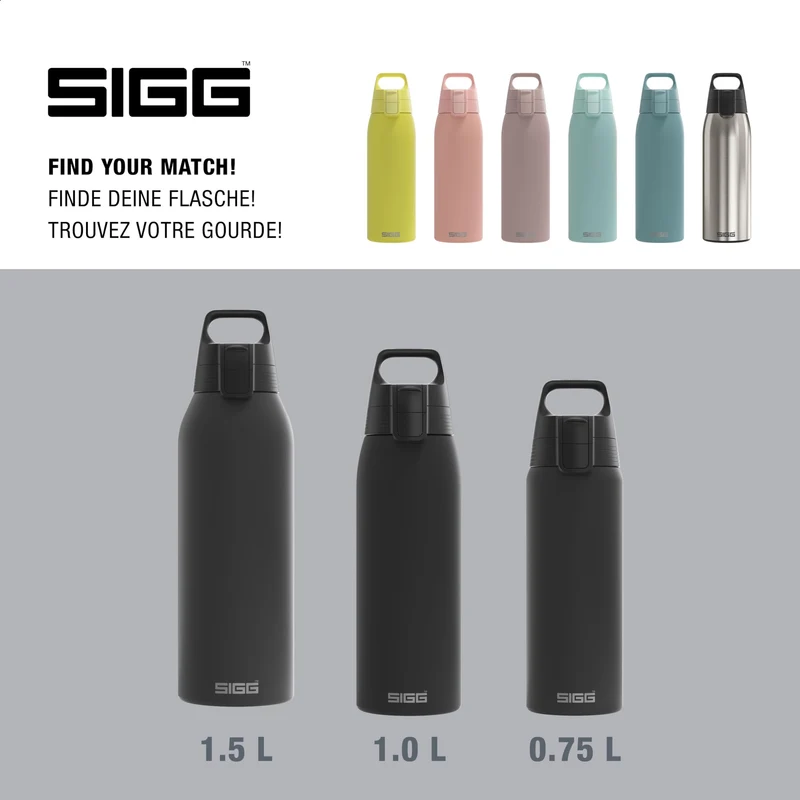 Sigg - Edelstahl Trinkflasche - Shield ONE - Einwandig & Federleicht - Für kohlensäurehaltige Getränke geeignet - Auslaufsicher - BPA-frei - Outdoor & Fitness - 750 ml / 1 L / 1,5 L
