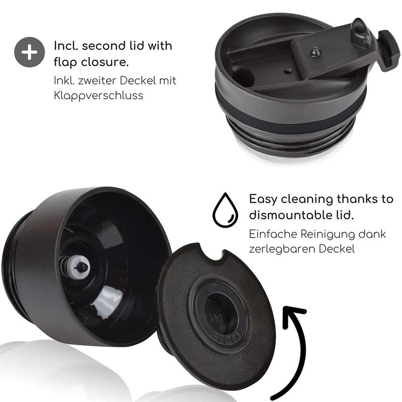 Milu Thermobecher Kaffee to go - 210ml - 100% Auslaufsicher – Isolierbecher, Kaffeebecher, Trinkbecher aus Edelstahl - Autobecher doppelwand Isolierung - Travel Mug (Schwarz)