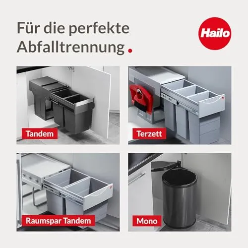 Hailo AS Tandem 15/15 dunkelgrau - 3666101 Einbau Abfallsammler
