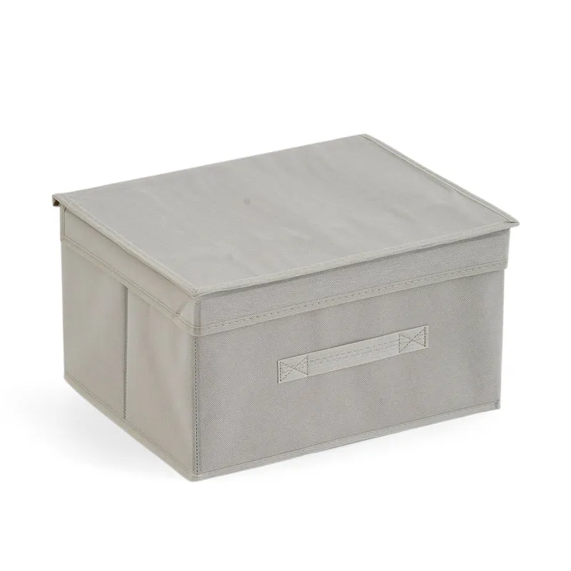 LIVMORE Aufbewahrungsbox aus Vliesstoff und Karton mit Deckel, 35x30x20cm, Blau