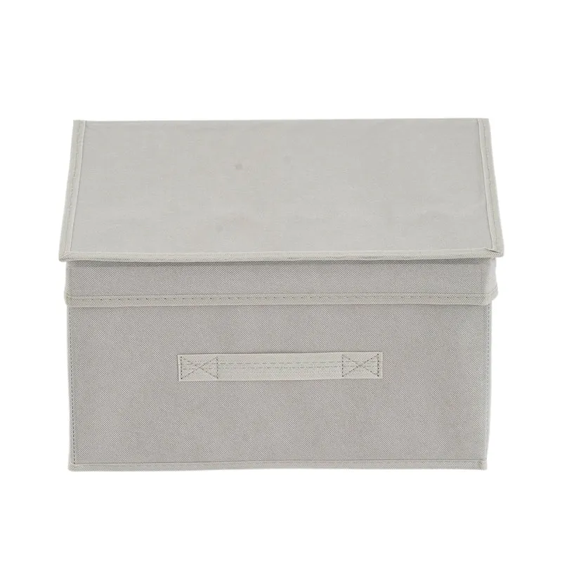 LIVMORE Aufbewahrungsbox aus Vliesstoff und Karton mit Deckel, 35x30x20cm, Blau