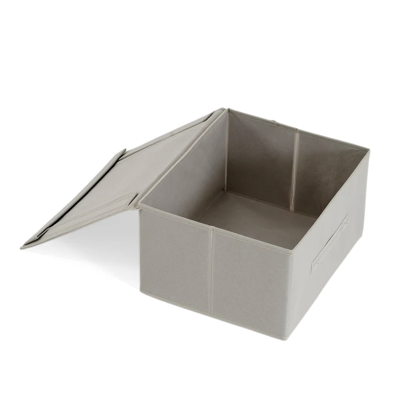 LIVMORE Aufbewahrungsbox aus Vliesstoff und Karton mit Deckel, 35x30x20cm, Blau