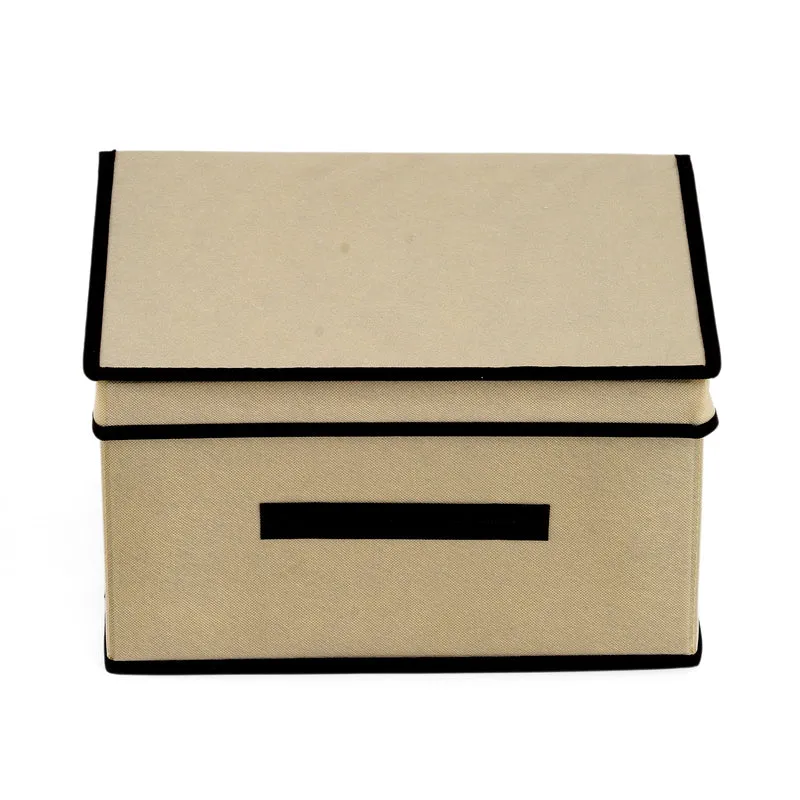 LIVMORE Aufbewahrungsbox aus Vliesstoff und Karton mit Deckel, 35x30x20cm, Blau
