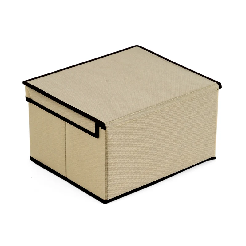 LIVMORE Aufbewahrungsbox aus Vliesstoff und Karton mit Deckel, 35x30x20cm, Blau