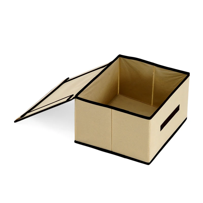 LIVMORE Aufbewahrungsbox aus Vliesstoff und Karton mit Deckel, 35x30x20cm, Blau