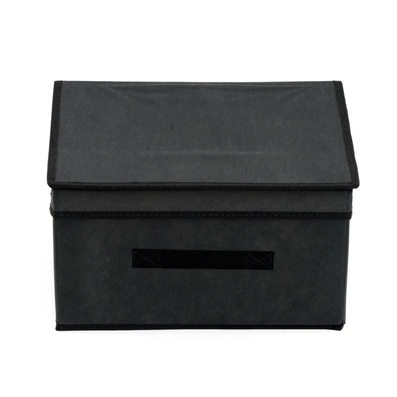 LIVMORE Aufbewahrungsbox aus Vliesstoff und Karton mit Deckel, 35x30x20cm, Blau