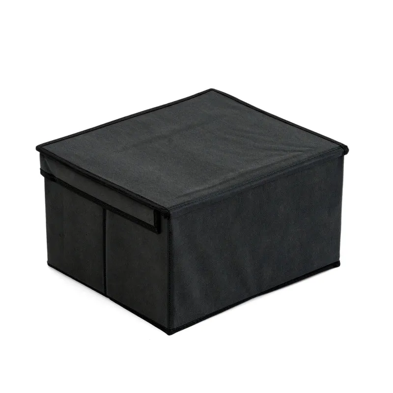 LIVMORE Aufbewahrungsbox aus Vliesstoff und Karton mit Deckel, 35x30x20cm, Blau