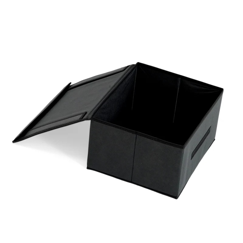LIVMORE Aufbewahrungsbox aus Vliesstoff und Karton mit Deckel, 35x30x20cm, Blau