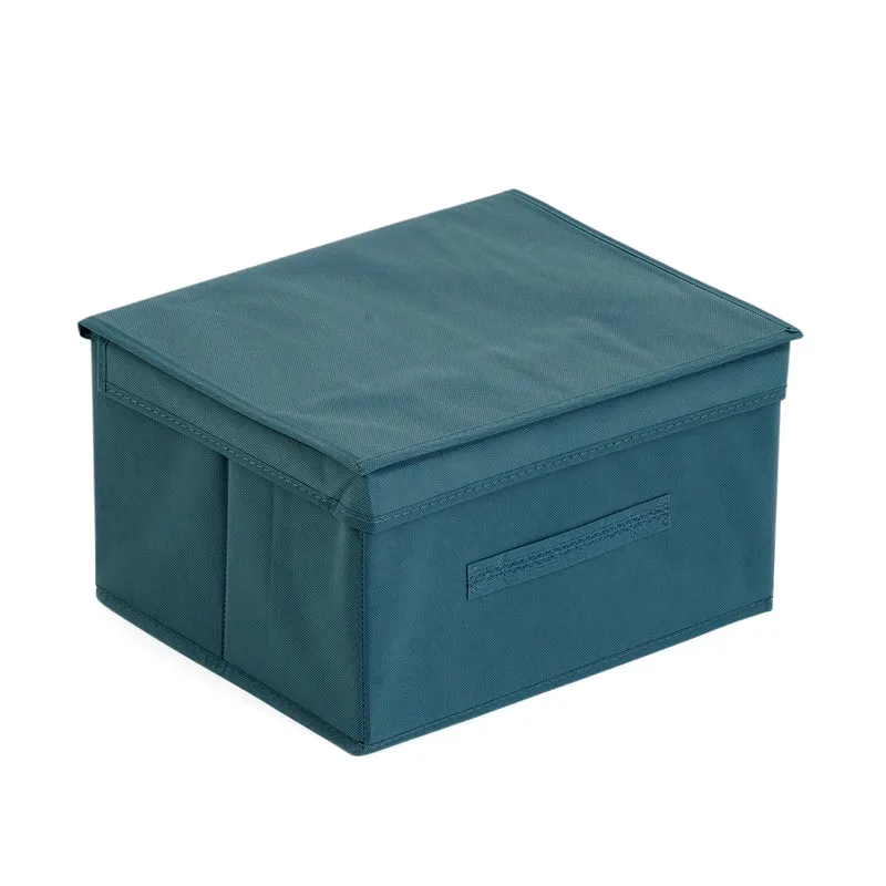 LIVMORE Aufbewahrungsbox aus Vliesstoff und Karton mit Deckel, 35x30x20cm, Blau