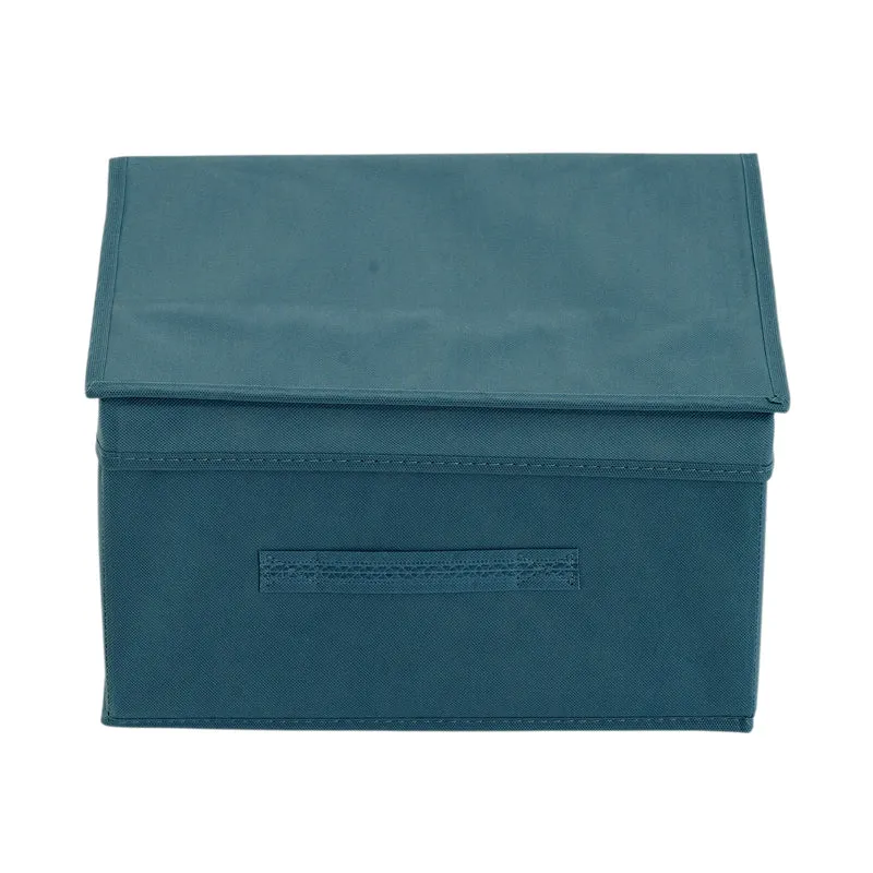 LIVMORE Aufbewahrungsbox aus Vliesstoff und Karton mit Deckel, 35x30x20cm, Blau