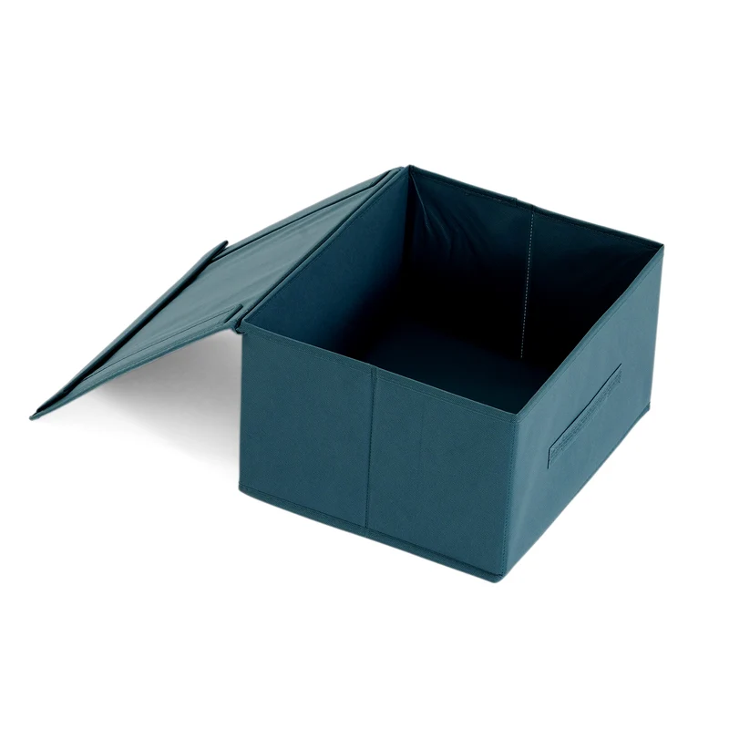 LIVMORE Aufbewahrungsbox aus Vliesstoff und Karton mit Deckel, 35x30x20cm, Blau