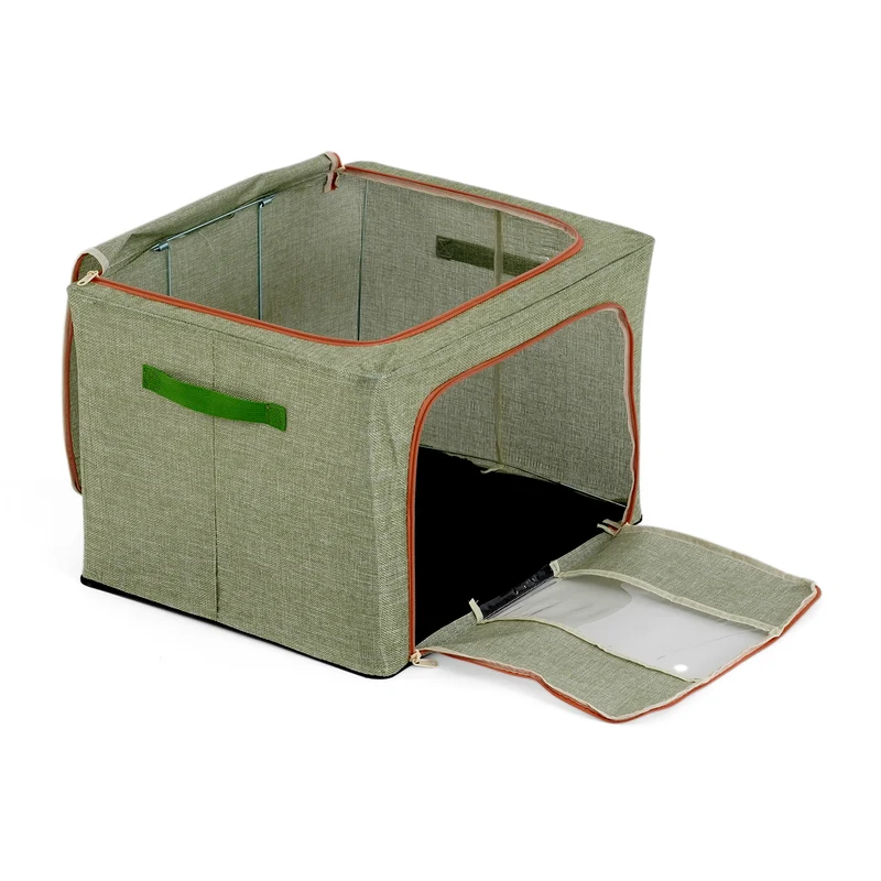 LIVMORE Kleiderschrank-Aufbewahrungsbox, PVC-Netzgewebe, Stahldraht, 50x40x33cm, Durchsichtig