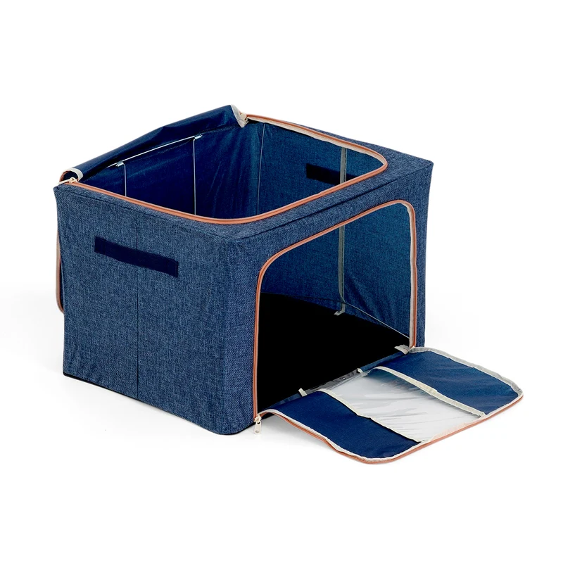 LIVMORE Kleiderschrank-Aufbewahrungsbox, PVC-Netzgewebe, Stahldraht, 50x40x33cm, Durchsichtig