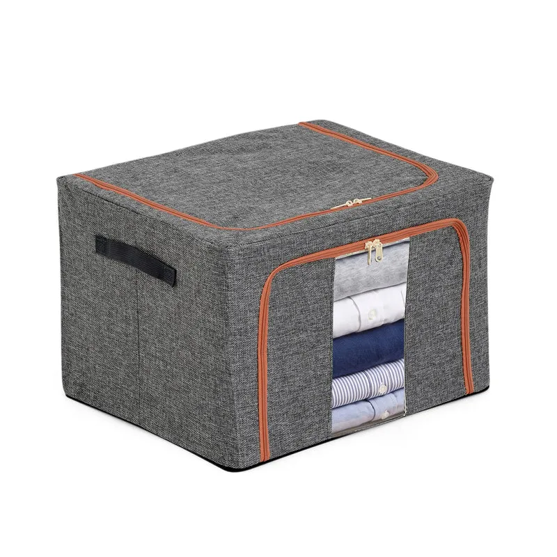LIVMORE Kleiderschrank-Aufbewahrungsbox, PVC-Netzgewebe, Stahldraht, 50x40x33cm, Durchsichtig