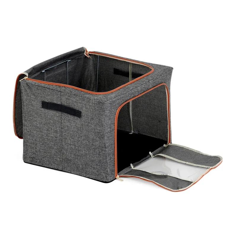 LIVMORE Kleiderschrank-Aufbewahrungsbox, PVC-Netzgewebe, Stahldraht, 50x40x33cm, Durchsichtig
