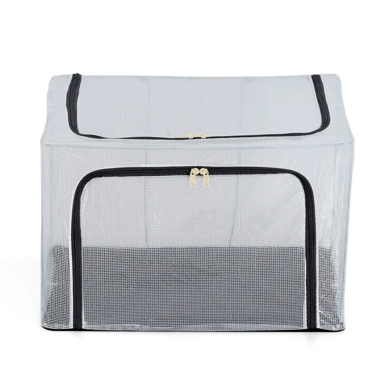 LIVMORE Kleiderschrank-Aufbewahrungsbox, PVC-Netzgewebe, Stahldraht, 50x40x33cm, Durchsichtig