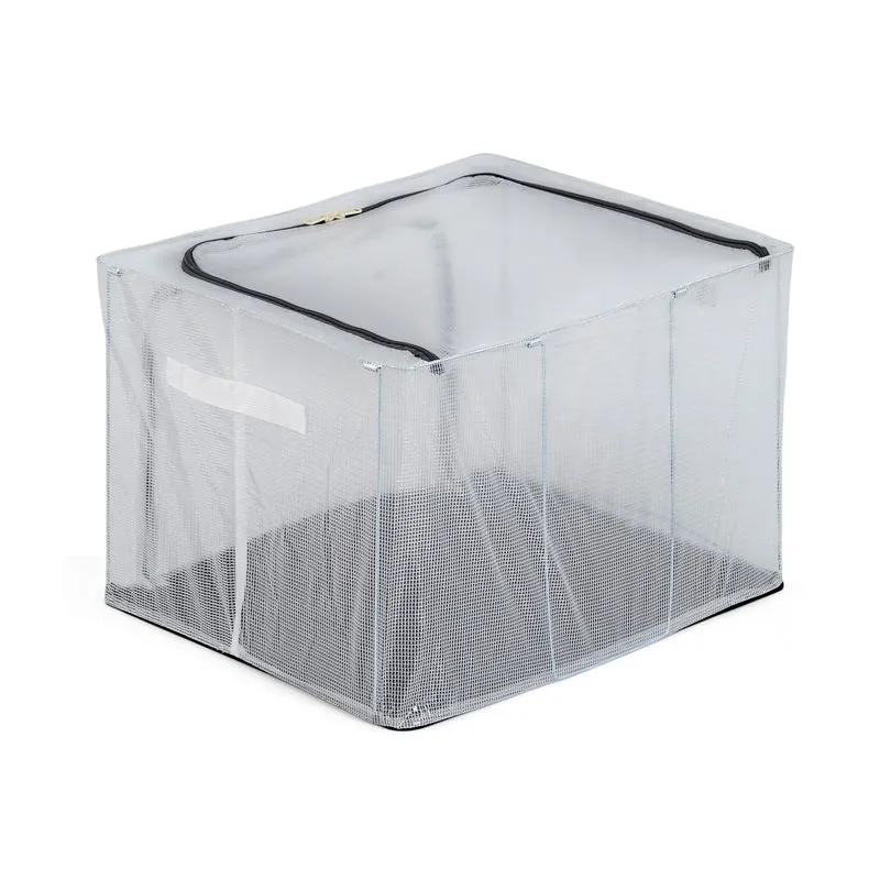 LIVMORE Kleiderschrank-Aufbewahrungsbox, PVC-Netzgewebe, Stahldraht, 50x40x33cm, Durchsichtig