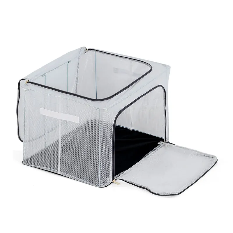 LIVMORE Kleiderschrank-Aufbewahrungsbox, PVC-Netzgewebe, Stahldraht, 50x40x33cm, Durchsichtig