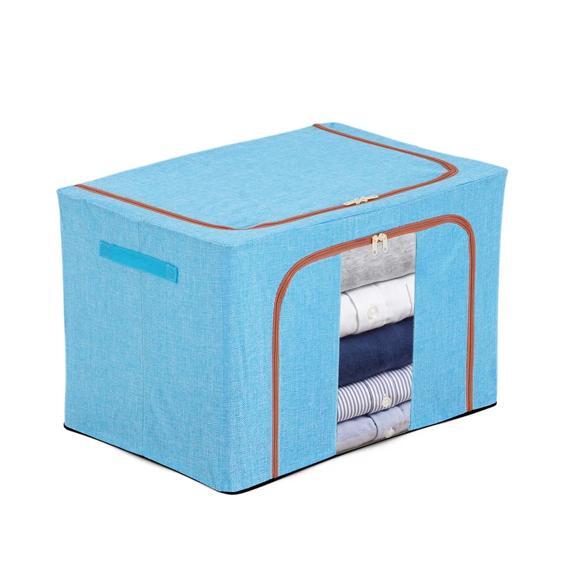 LIVMORE Kleiderschrank-Aufbewahrungsbox aus Leinen-Baumwoll-Mix, faltbar, 60x42x40cm, Grau
