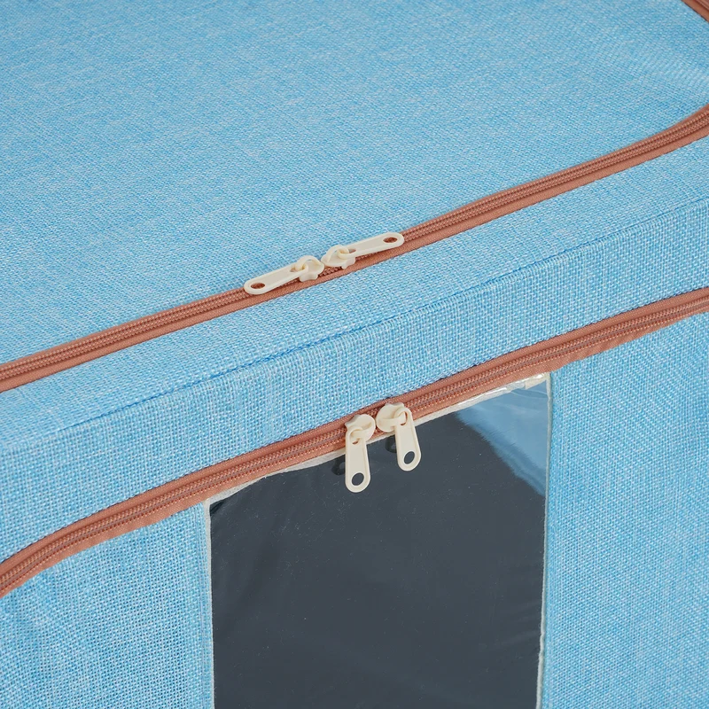 LIVMORE Kleiderschrank-Aufbewahrungsbox aus Leinen-Baumwoll-Mix, faltbar, 60x42x40cm, Grau