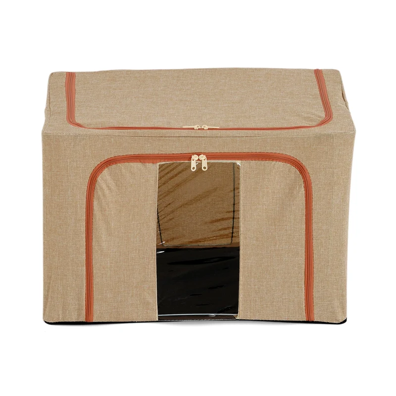 LIVMORE Kleiderschrank-Aufbewahrungsbox aus Leinen-Baumwoll-Mix, faltbar, 60x42x40cm, Grau