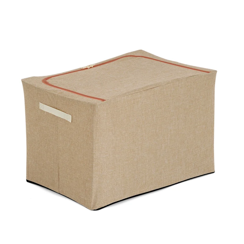 LIVMORE Kleiderschrank-Aufbewahrungsbox aus Leinen-Baumwoll-Mix, faltbar, 60x42x40cm, Grau