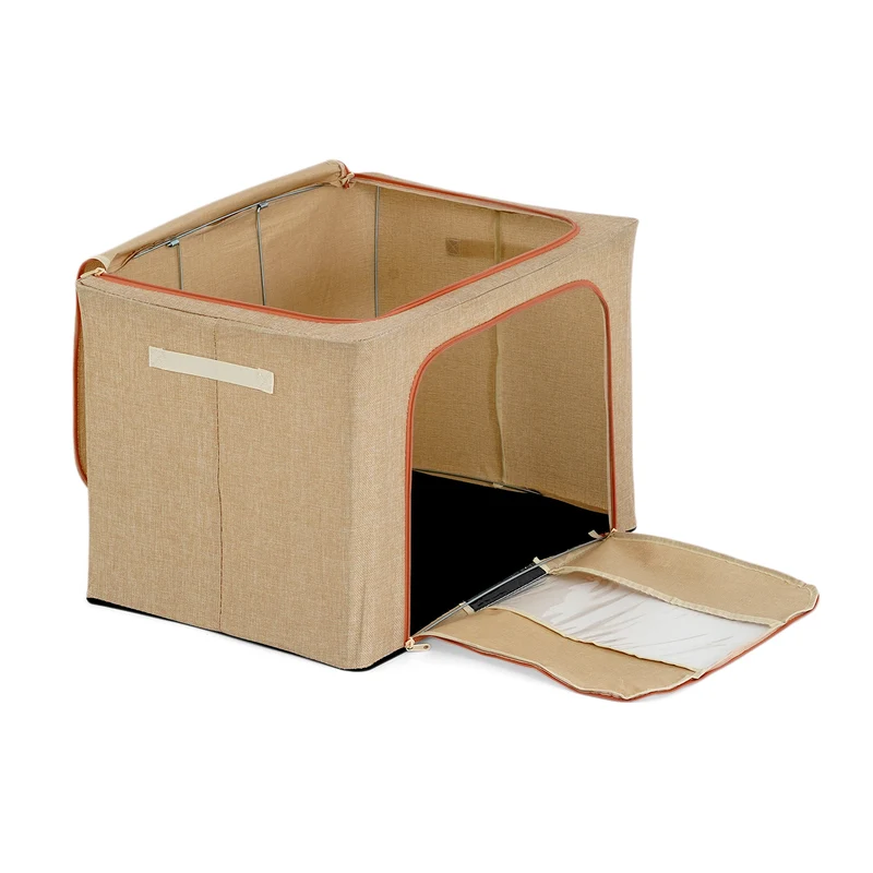 LIVMORE Kleiderschrank-Aufbewahrungsbox aus Leinen-Baumwoll-Mix, faltbar, 60x42x40cm, Grau