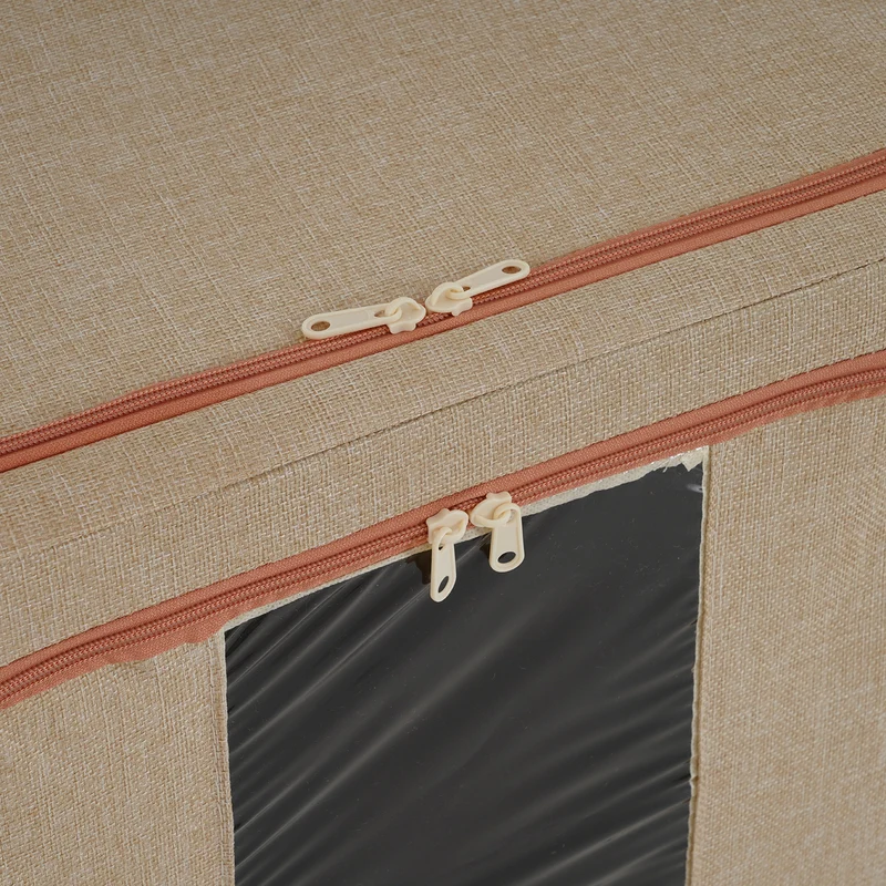 LIVMORE Kleiderschrank-Aufbewahrungsbox aus Leinen-Baumwoll-Mix, faltbar, 60x42x40cm, Grau