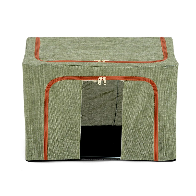 LIVMORE Kleiderschrank-Aufbewahrungsbox aus Leinen-Baumwoll-Mix, faltbar, 60x42x40cm, Grau