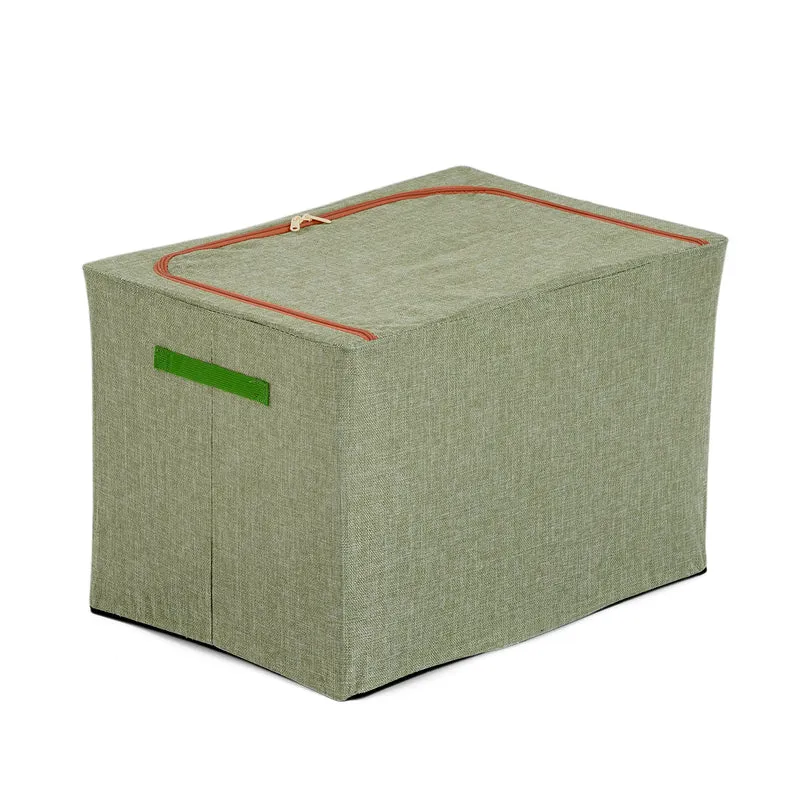 LIVMORE Kleiderschrank-Aufbewahrungsbox aus Leinen-Baumwoll-Mix, faltbar, 60x42x40cm, Grau