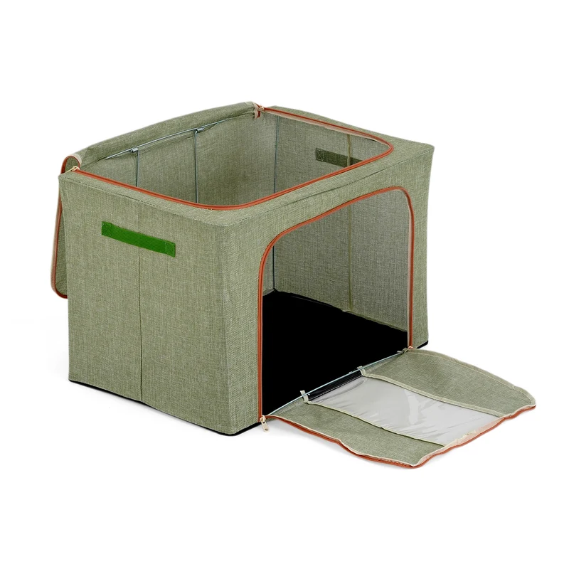 LIVMORE Kleiderschrank-Aufbewahrungsbox aus Leinen-Baumwoll-Mix, faltbar, 60x42x40cm, Grau