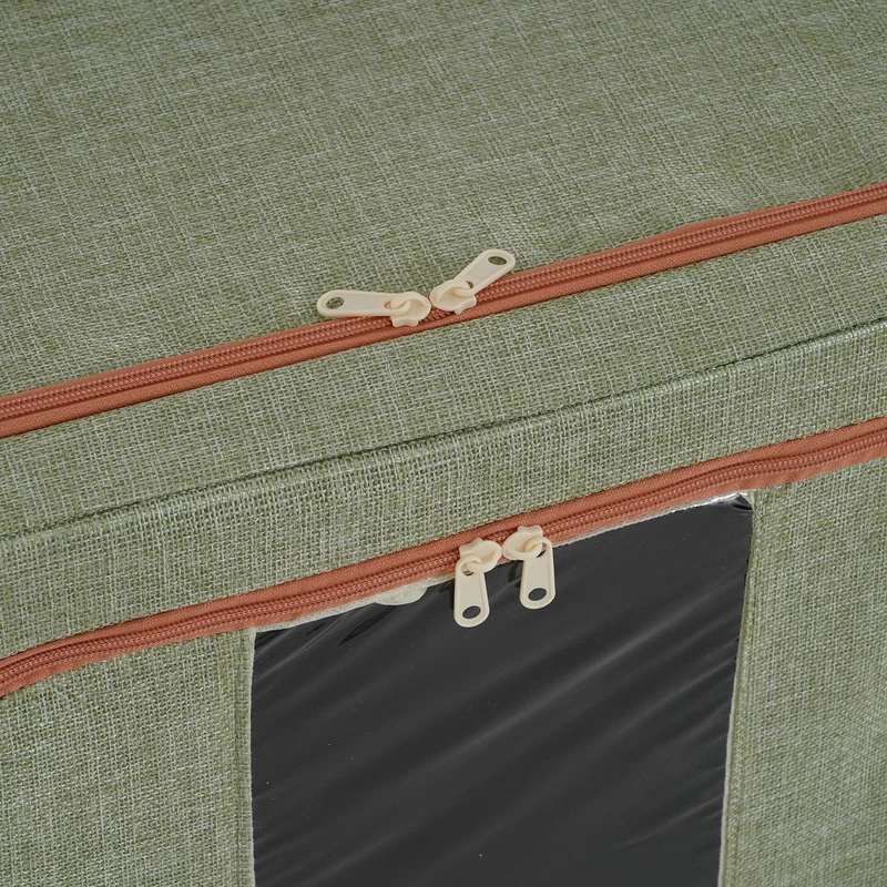 LIVMORE Kleiderschrank-Aufbewahrungsbox aus Leinen-Baumwoll-Mix, faltbar, 60x42x40cm, Grau