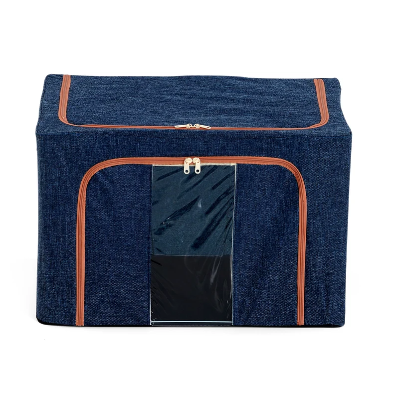 LIVMORE Kleiderschrank-Aufbewahrungsbox aus Leinen-Baumwoll-Mix, faltbar, 60x42x40cm, Grau