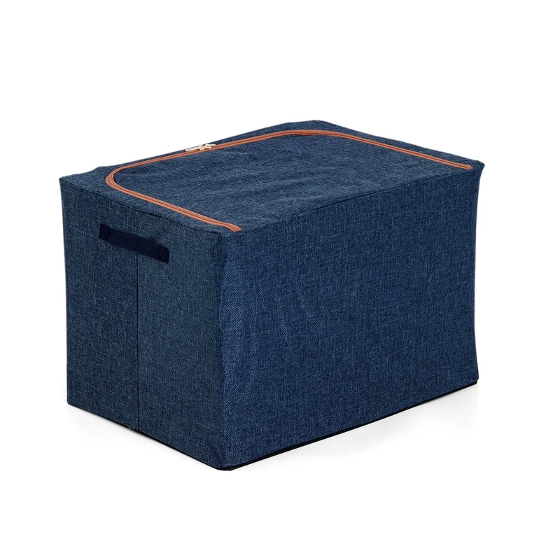 LIVMORE Kleiderschrank-Aufbewahrungsbox aus Leinen-Baumwoll-Mix, faltbar, 60x42x40cm, Grau