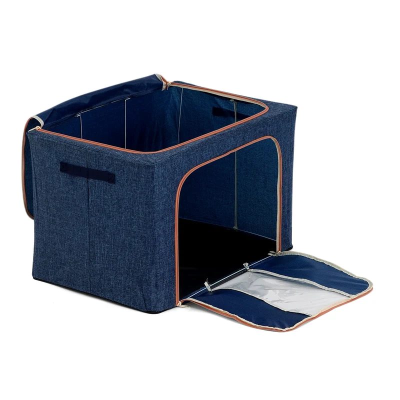 LIVMORE Kleiderschrank-Aufbewahrungsbox aus Leinen-Baumwoll-Mix, faltbar, 60x42x40cm, Grau