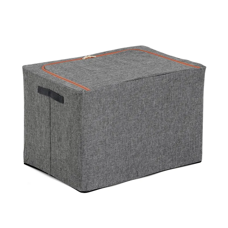 LIVMORE Kleiderschrank-Aufbewahrungsbox aus Leinen-Baumwoll-Mix, faltbar, 60x42x40cm, Grau
