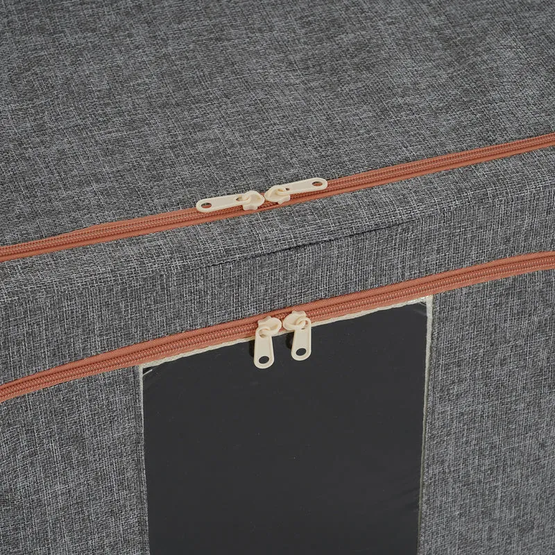 LIVMORE Kleiderschrank-Aufbewahrungsbox aus Leinen-Baumwoll-Mix, faltbar, 60x42x40cm, Grau
