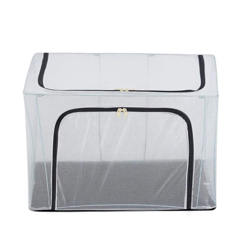 LIVMORE Kleiderschrank-Aufbewahrungsbox aus Leinen-Baumwoll-Mix, faltbar, 60x42x40cm, Grau
