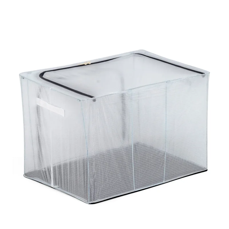 LIVMORE Kleiderschrank-Aufbewahrungsbox aus Leinen-Baumwoll-Mix, faltbar, 60x42x40cm, Grau