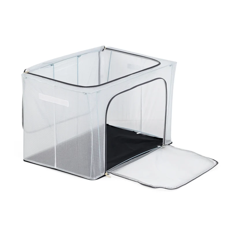 LIVMORE Kleiderschrank-Aufbewahrungsbox aus Leinen-Baumwoll-Mix, faltbar, 60x42x40cm, Grau