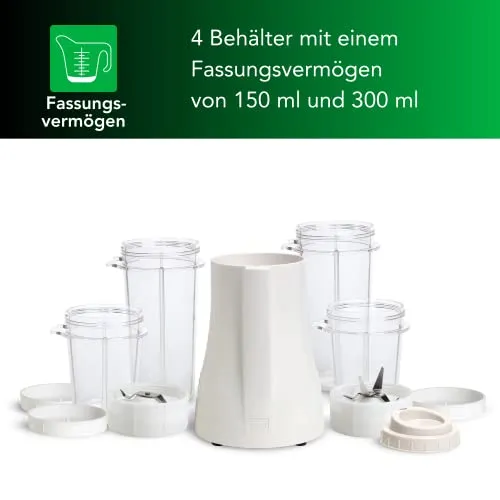 Tribest Personal Blender PB250, kompakter Standmixer inkl. 2 Mixwerken, perfekt für Smoothies, Nüsse, Kaffee, BPA-frei