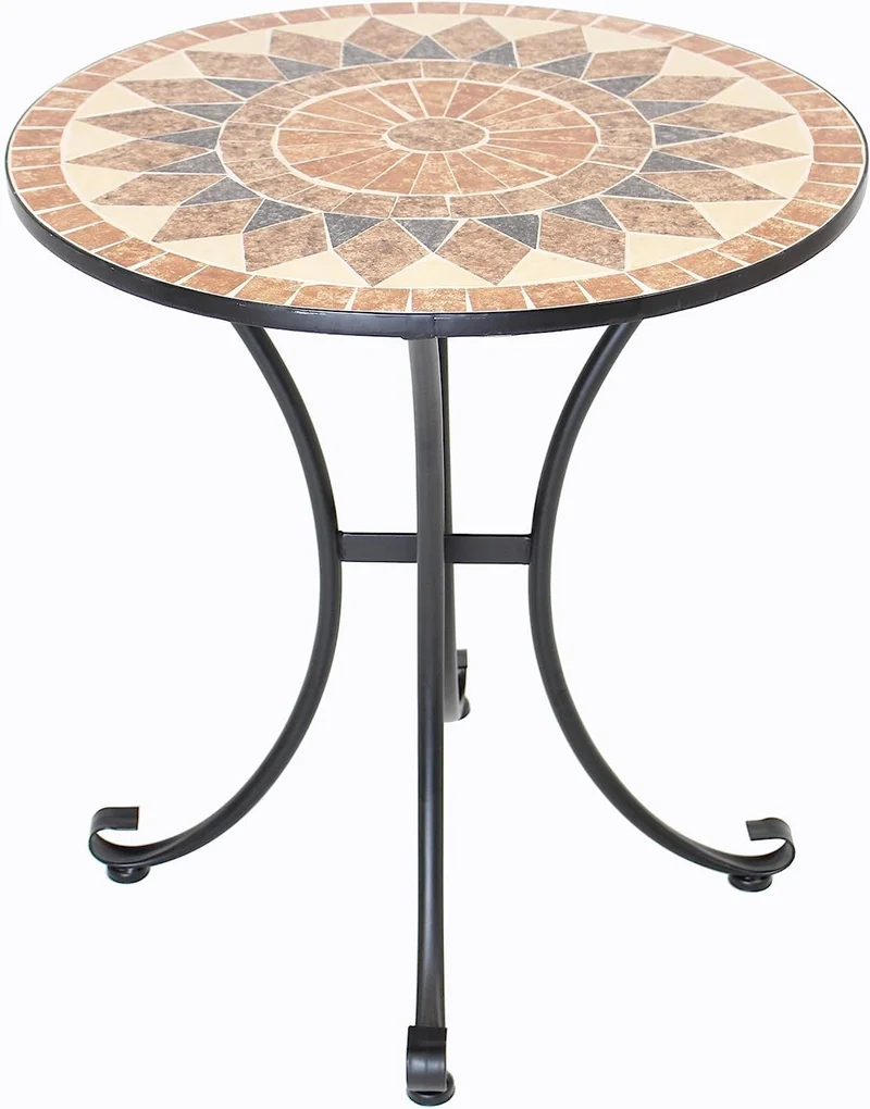 FRANK FLECHTWAREN Mosaiktisch rund Ø70 cm, Metallgestell schwarz