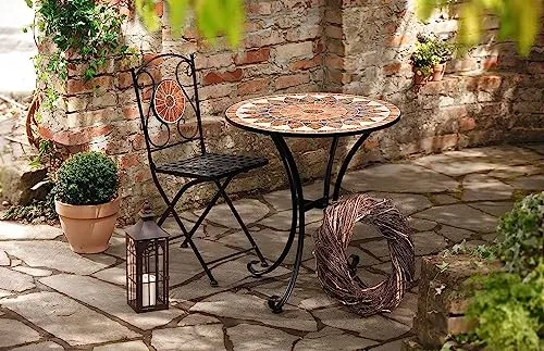 FRANK FLECHTWAREN Mosaiktisch rund Ø70 cm, Metallgestell schwarz