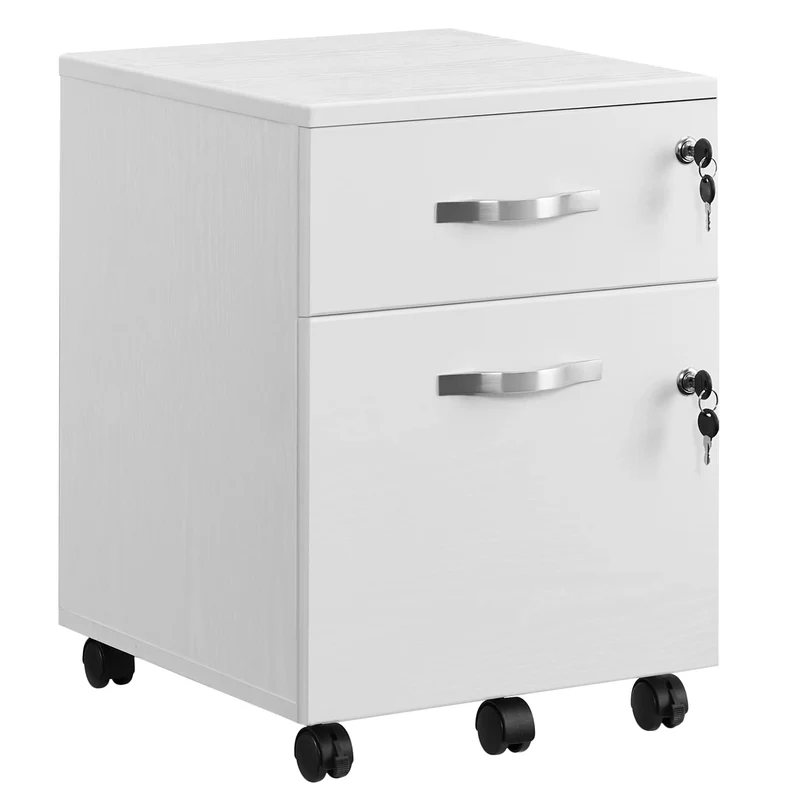 VASAGLE Rollcontainer abschließbar, Aktenschrank 2 Schubladen