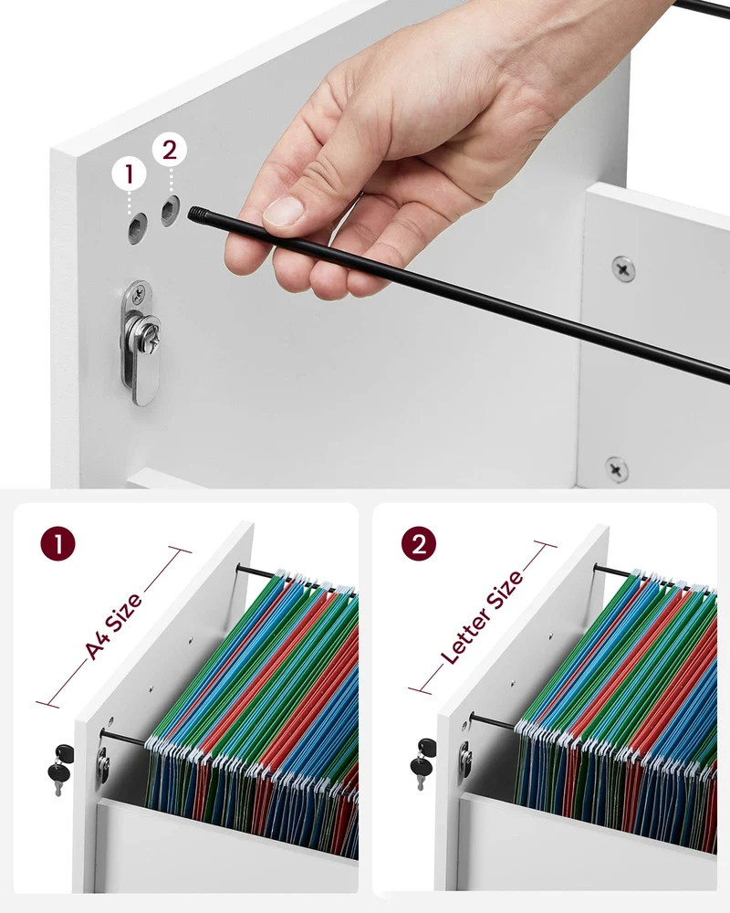 VASAGLE Rollcontainer abschließbar, Aktenschrank 2 Schubladen