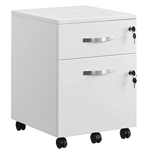 VASAGLE Rollcontainer abschließbar, Aktenschrank 2 Schubladen