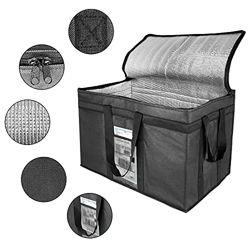 XXXL-Larger isolierte Kühltaschen mit Reißverschluss, Wiederverwendbare Einkaufstaschen halten Lebensmittel heiß oder kalt, ideal für Catering, Lebensmitteltransport