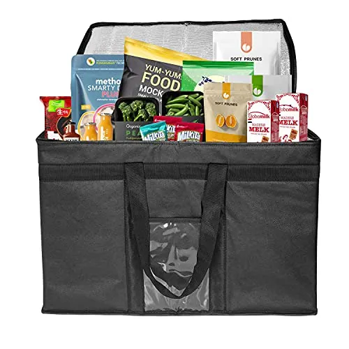 XXXL-Larger isolierte Kühltaschen mit Reißverschluss, Wiederverwendbare Einkaufstaschen halten Lebensmittel heiß oder kalt, ideal für Catering, Lebensmitteltransport